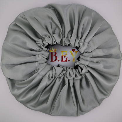 Luxury Reversible Satin Bonnet (Black/Silver)