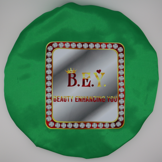 Luxury Reversible Satin Bonnet (Green /Silver)