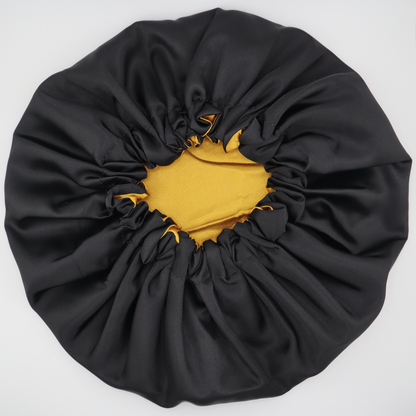 Luxury Reversible Satin Bonnet (Black/Gold)