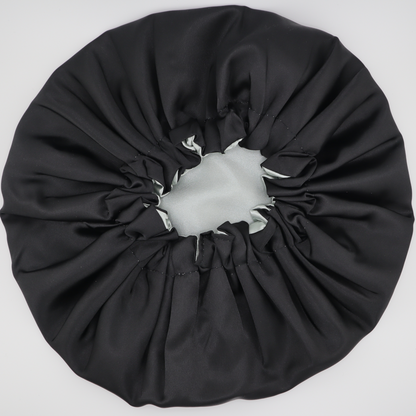Luxury Reversible Satin Bonnet (Black/Silver)